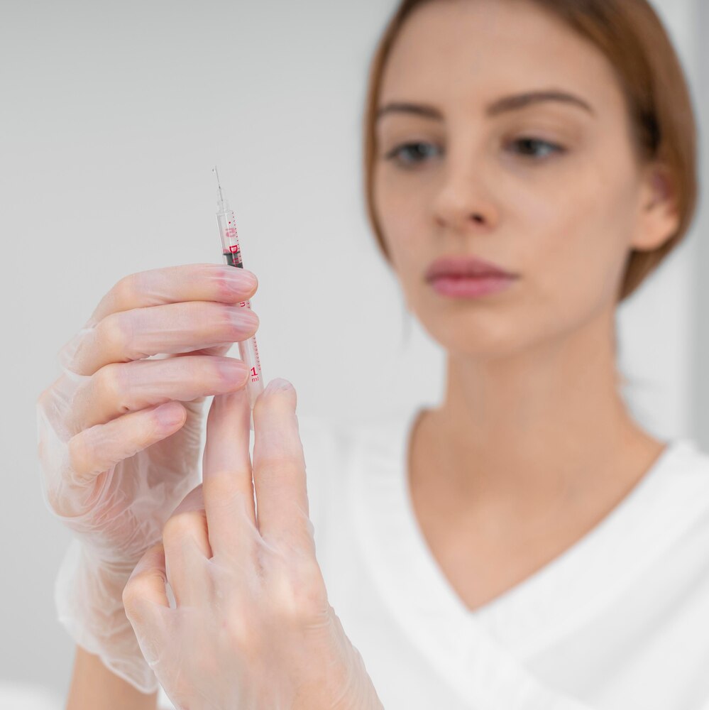 Beautician doing injection filler
